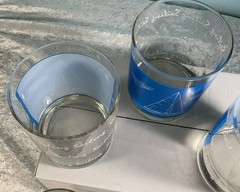 VTG Nautical Sailboat Yacht Glasses Blue Rocks Low Ball Coastal Barware Set of 6