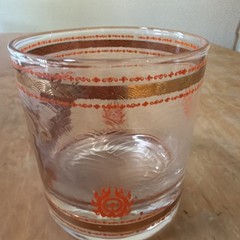 Mid Century Modern Cera Glassware «Golden Dragon» Rocks Glass Old Fashioned RARE