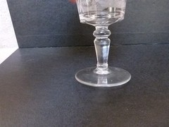 ANTIQUE EAPG Gillinder & Sons Hunter Deer Dog Water Goblet Glass RARE 6.5″ L1