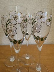 Perrier-Jouët Art Nouveau French Hand Painted Floral Champagne Flutes 6
