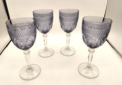 Crystal Wine Goblet D’Arques-Durand Set of 4 Rare Amethyst Color 8″ tall