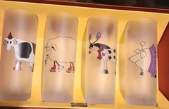 Set Of 4 Vintage Darlington Designs Frosted Highball Glasses Made In France