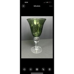 ARTLAND 8″ Water Iced Tea Goblet Glass IRIS GREEN 16 Ounce Hand Blown Bubbles