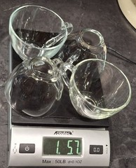 Set of 4 ARCOROC FRANCE Clear Glass Punch Coffee Mugs Cups 2 5/8″ Tall C Handle