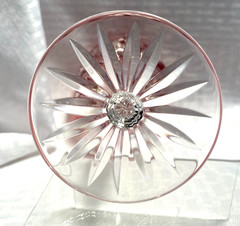 AJKA CORLIS BALLOON WINE GLASS RUBY RED CUT TO CLEAR CRYSTAL BOHEMIAN HUNGARY