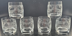6 Import Assoc Cascade Double Old Fashioned Set Vintage Floral Whiskey Retro Lot