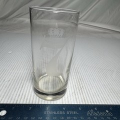 Segrams 7 Tall Glass Clear Etched Logo Crown
