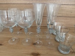 Rhinestone Cocktail Glasses 3, Champagne Glasses 6, Wine Glasses 4