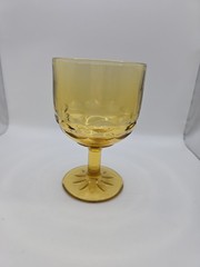 VINTAGE 1970s Anchor Hocking Amber Yellow Glass Schooner Goblet