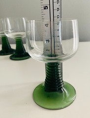 Vintage German Roemer MCM Green Beehive Stem Cordial Glasses, Set of 3