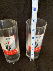 Vintage Tom Collins glasses (2) Etched In Red Label And White And Black Tuxedo