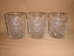 VTG LIBBEY HOBSTAR DOUBLE OLD FASHIONED – 12 OZ – RIM TRIMMED IN GOLD – SET OF 3