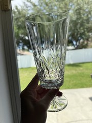 2 Vintage Cut Crystal Water Goblets Heavy Elegant Footed Glasses 8” 1.5 Lbs Each