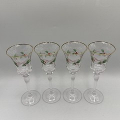 Mikasa Ribbon Holly Wine Glasses – Set Of 4 – 8.75″ Tall