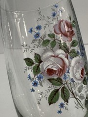 Vintage Floral Roses Wine Glass Glasses Champagne Flute Set of 4