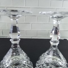2 Gorham Lead Crystal Wine Goblets Glasses Diamond Point Star Base 6.75″