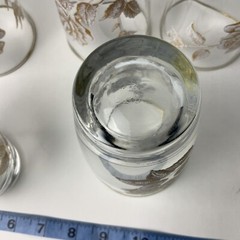 Libbey Glass Vintage Mid Century Gold / White Rose Bouquet Gold Trim 8 Tumblers