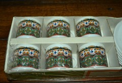 ARCOPAL BRASILIA VINTAGE EXPRESSO DEMITASSE CUP SET COFFEE FRANCE J G DURAND