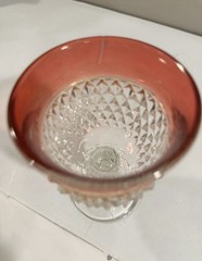 Indiana Glass Diamond Point Ruby Flash Wine Water Goblet 6oz 5.25” Tall (3)