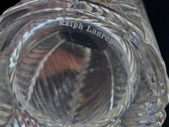 Ralph Lauren Herringbone Crystal HIGHBALL GLASSES Set of 6 Signed