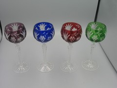 Lot of 4 Boheman Cut To Clear Park Avenue Crystal Wine Glasses