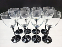 16 Pc Luminarc Domino Signature Black Wine Glasses Fluted Champagne France Lot