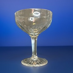 Vintage Clear Champagne Coupe Glass Optic Paneled 4 3/4″ Star Burst design