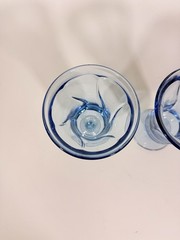 Ice Tea Goblets Set 2 Fostoria Jamestown Light Iced Blue Swirl Vintage Glassware