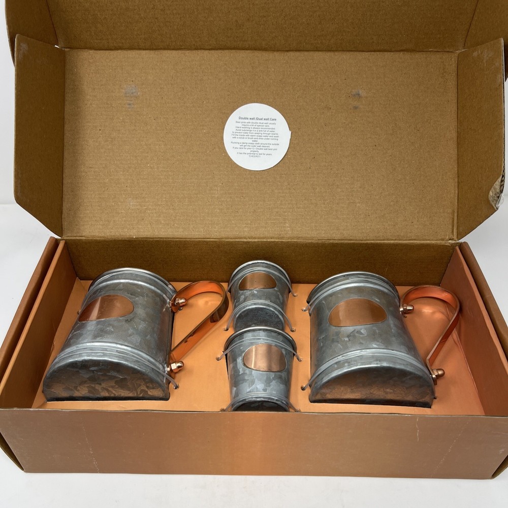 Retro Galrose Dezigns Barware 4 Pc. set Galvanized double wall Mug-Shot Cups