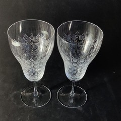 ROSENTHAL MOTIF WATER GLASSES, Etched Blown Crystal, 7 5/8″, 12oz, GERMANY, 2PCS