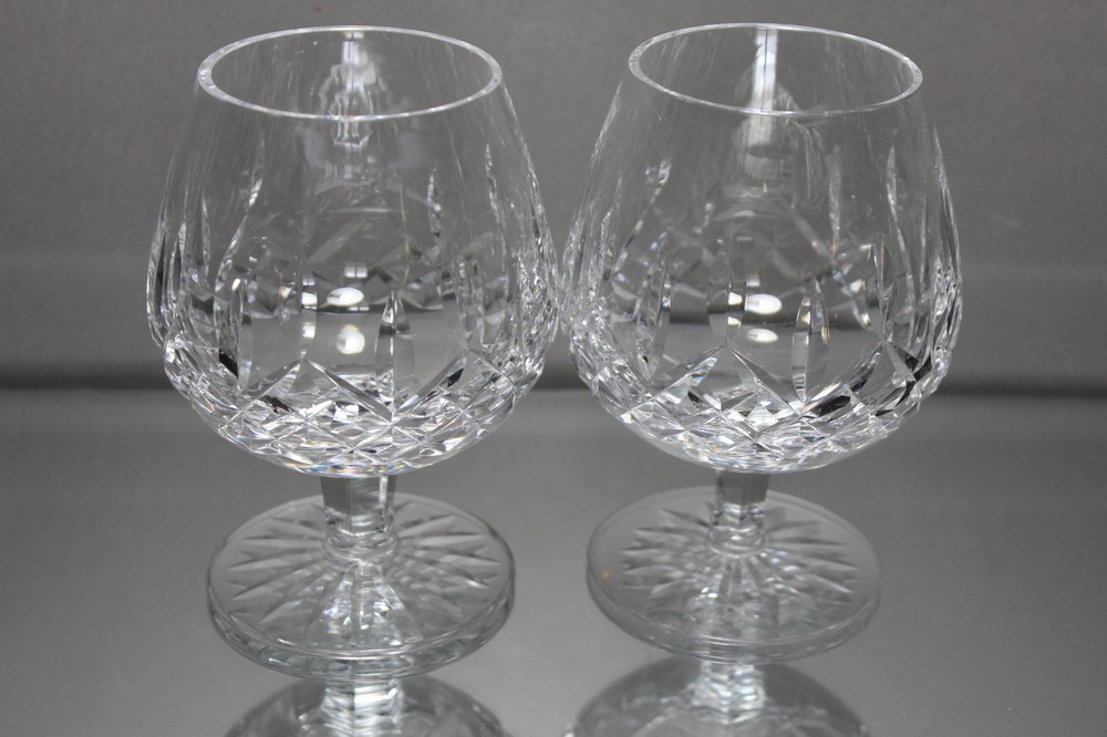 Two (2) Waterford Lismore Brandy Glass Snifter Cognac Glass 5 1/4″ Tall 12 oz