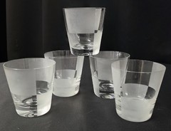 Vintage Nautica Frost Block Double Old Fashion Rocks Glasses Set of Five