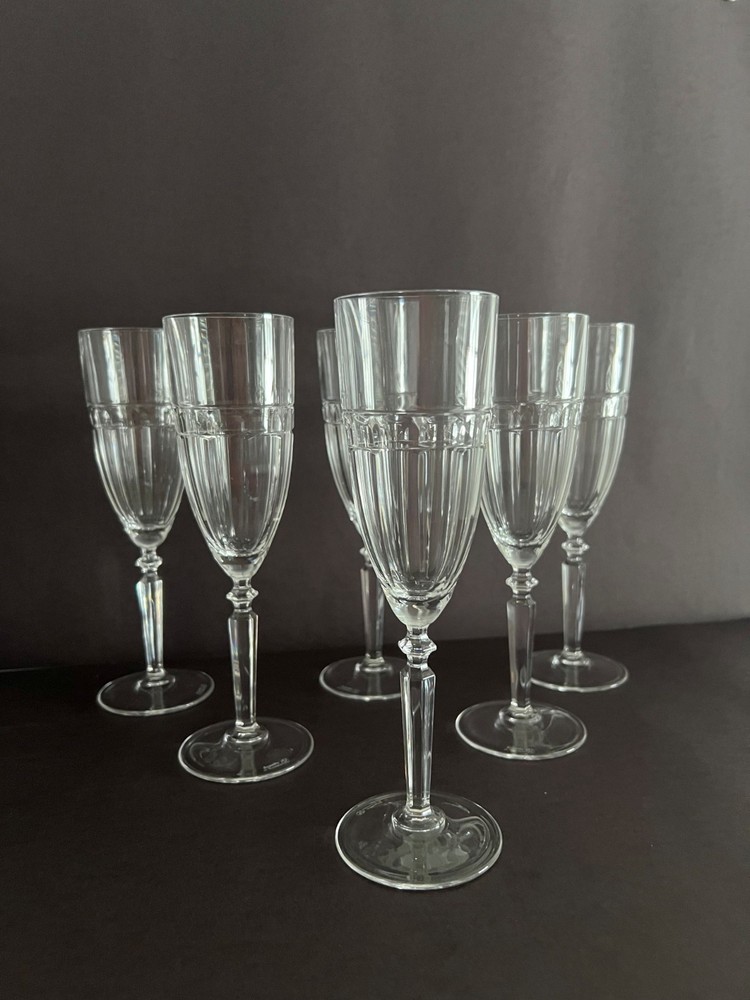 set of 6 champagne crystal flutes – NEW. From Tuscany Italy