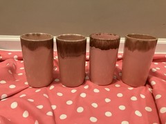 Jaska Of California pink Cascade Ware set of 4 Tumblers mid century modern retro