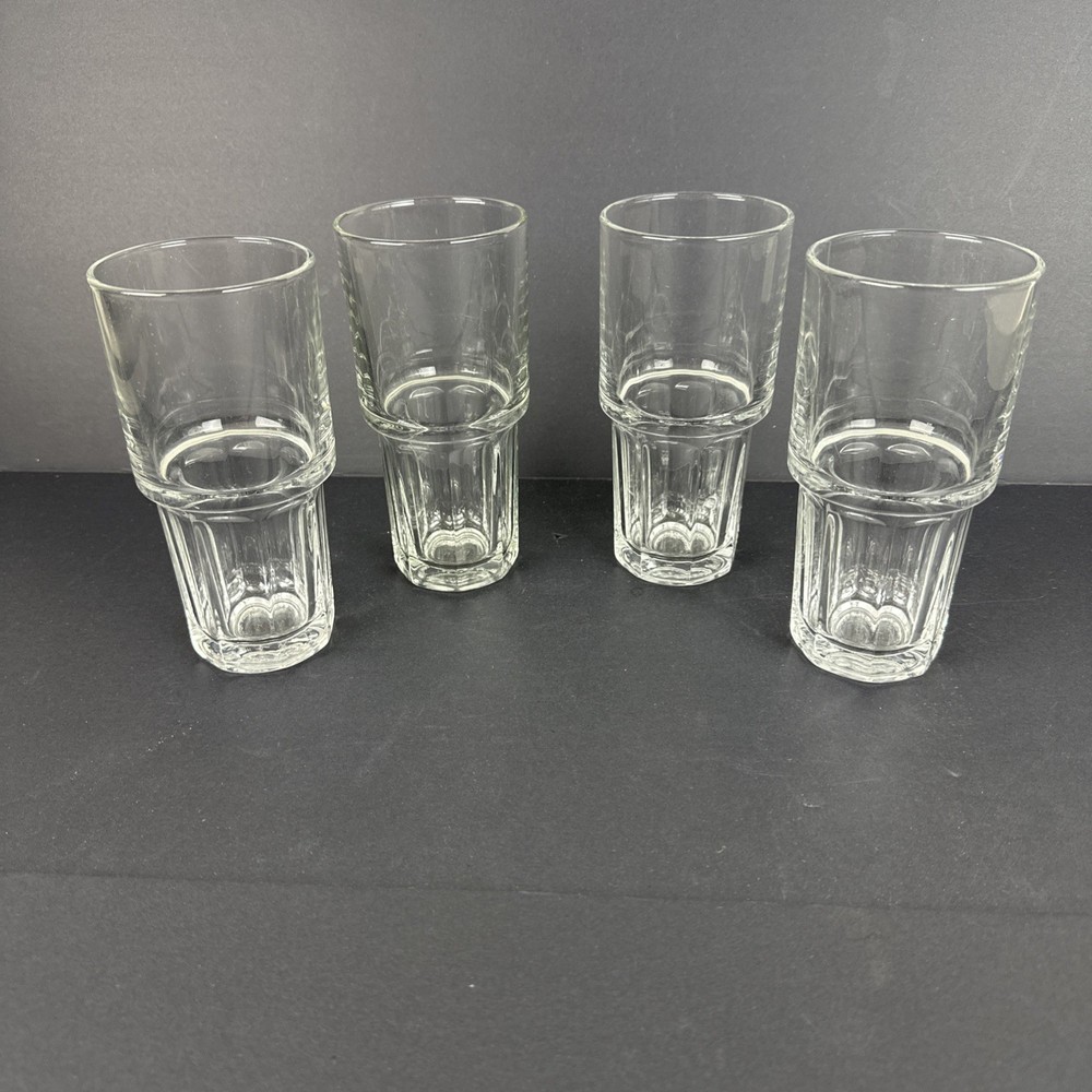 Libbey Duratuff Gibraltar Clear Stackable Set of 4 9 oz Highball 6 1/2″ x 3″ USA