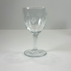 Vtg Standard Glass Etched Criss Cross & Dots 4.5in Petite Wine Glasses Set of 4