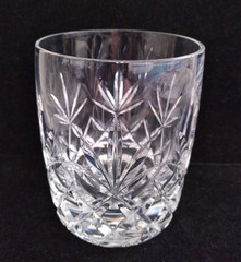 One (1) LENOX USA Charleston Double Old-Fashioned Glass Cut Criss-Cross & Fan