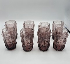 8 HTF Anchor Hocking TAHITI AMETHYST PURPLE Tumblers juice glass Imperial Bamboo