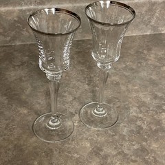 Mikasa Jamestown Platinum Rim Crystal 8-3/4″ Wine Glasses Set Of 2