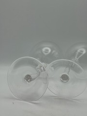Dorni & Thomas Bent Stem Wine Glasses. Set Of Two With Etched Phrase.
