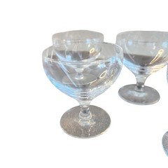 Vintage Crystal Champagne Coupes Bulbous Stem Low Delicate Wide Bowl