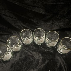 Federal Glass Co. Vintage Hand painted W/Dogwood Juice Glasses 3 In Set Of 6