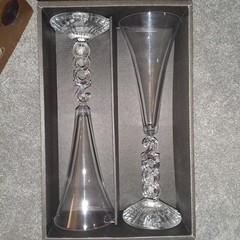 Vintage Cristal d’Arques France Millennium Champagne Flutes year 2000