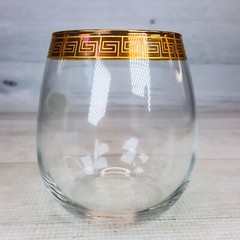 Cristalleria Gold Rimmed Border Stemless Wine Cocktail Glass Made in Italy