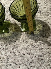 Vintage Indiana Glass Mount Vernon Pattern Avocado Green Goblet Set Of 2 4″ Ht