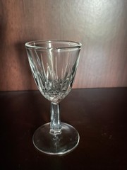 Set of 8 Miniature glass wine shot goblet embossed stamp France