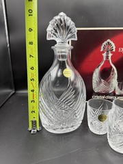 Cristal d’Arques by Empire Diament 7 pc Set: Decanter + 6 Port Glasses w/Box