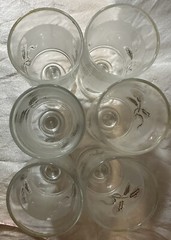 Vintage Midcentury Hollywood Regency Gold Wheat Frosted Shot Glasses. Set/6