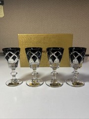 Neiman Marcus Hand Cut 24% Lead Crystal Cordial Vodka Glasses Made In Hungary