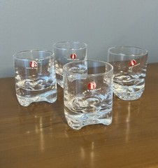 Tapio Wirkkala IITTALA FINLAND Old Logo STICKER CLEAR Shot Glasses Set Of 4